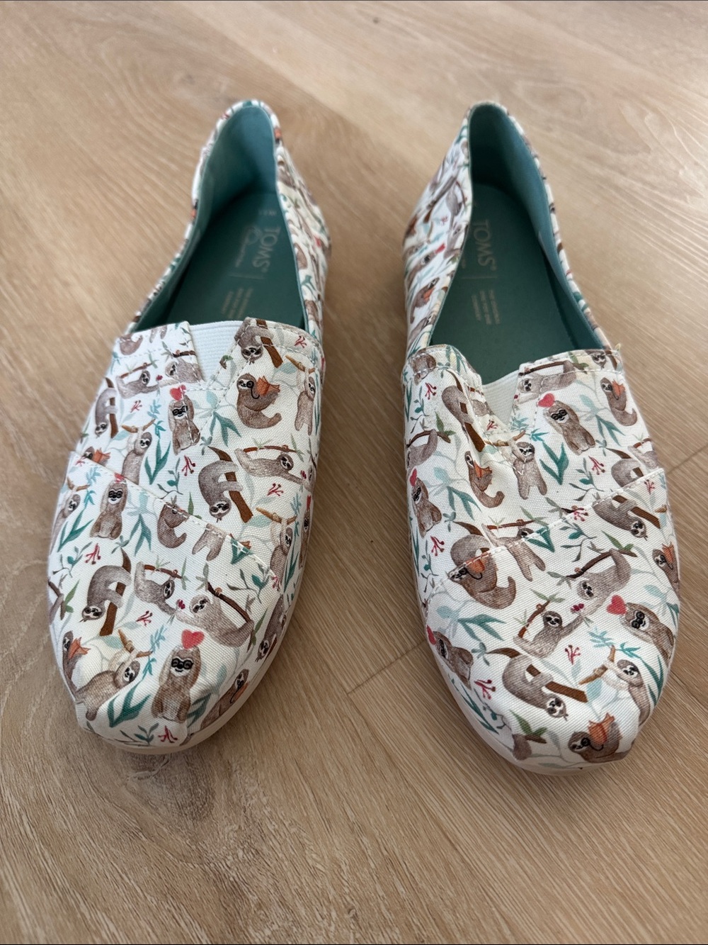 Toms Slip-On Flats with Sloth and Teal Accents